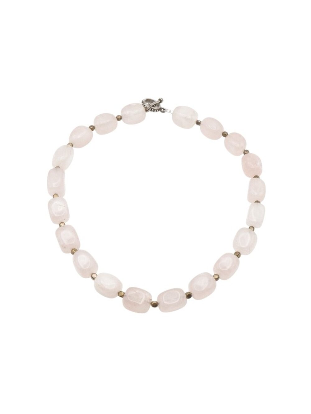 Rose Quartz Beaded Necklace Pink Gemstone Tumbled Stone Toggle 20”